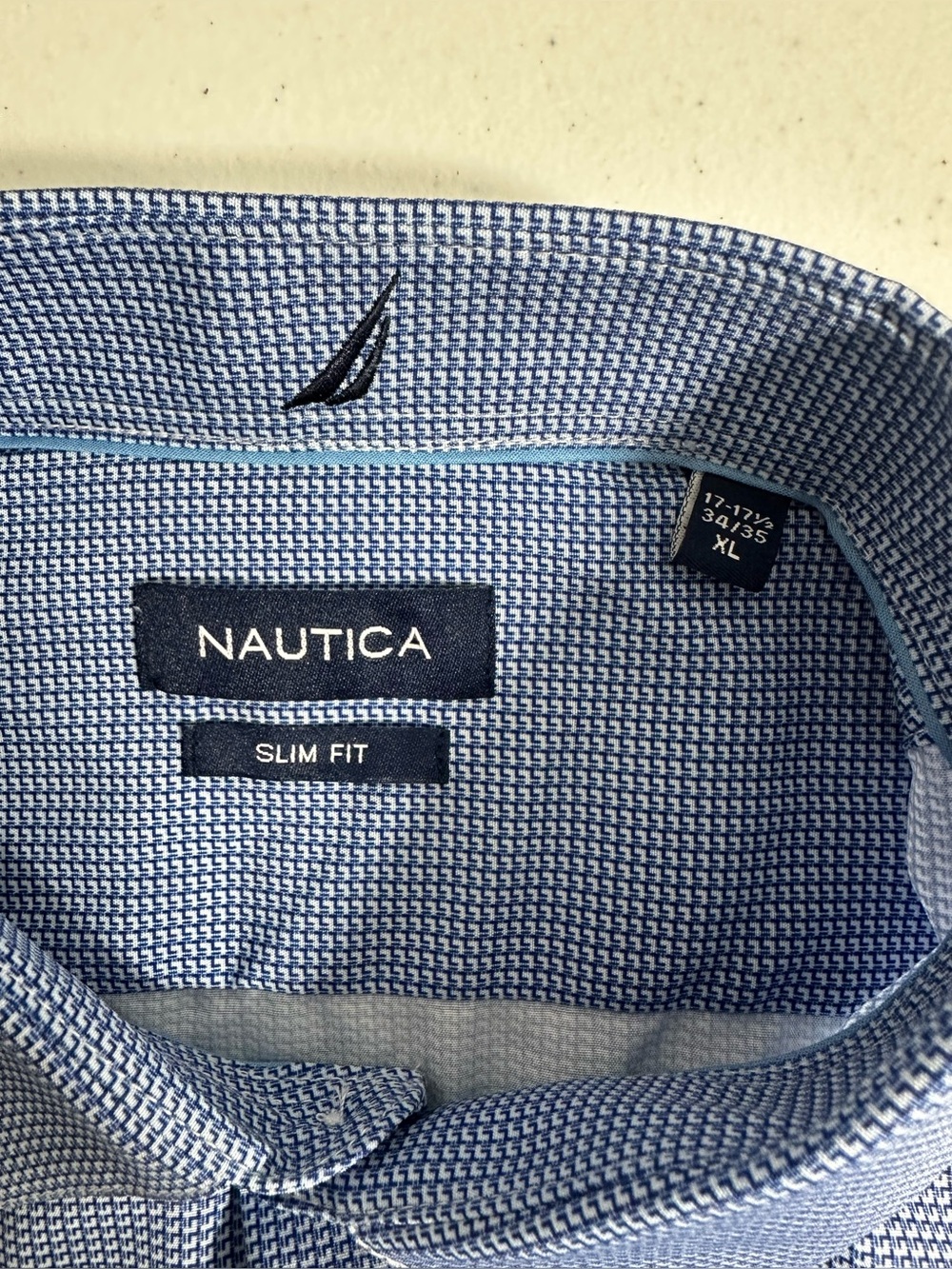 NWT Nautica Sz XL Performance Super Shirt Micro Blue Check Button Down Mens - Picture 9 of 13